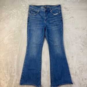American Eagle Jeans Women 10 Blue Flare Low Rise Next Level Y2K Boho 32x30